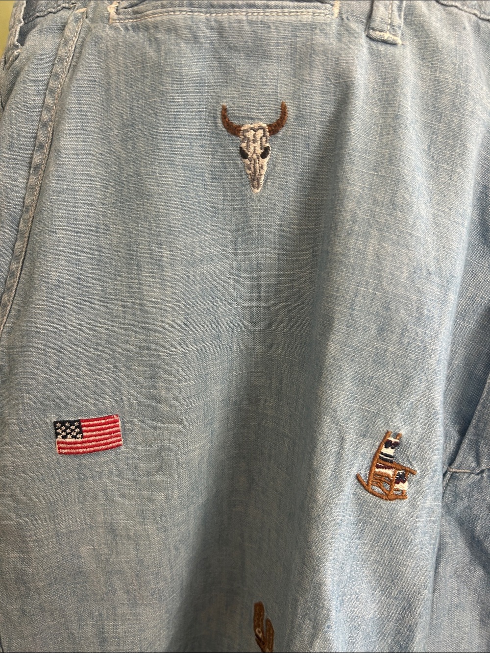 Polo by Ralph Lauren Light Blue Embroidered Denim Shorts